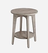 VASAGLE Side Table, Small Round End Table with Lower Shelf, Nightstand for Small Spaces, Living R...