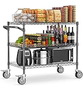 Leteuke 1120LBS Heavy Duty Rolling Utility Cart,3 Tier Rolling Carts with Wheels,NSF Commercial G...