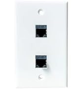 BOPLAT 2 Port Ethernet CAT7 Wall Plate Female to Female - Double Shielded Network CAT 7 RJ45 Keys...