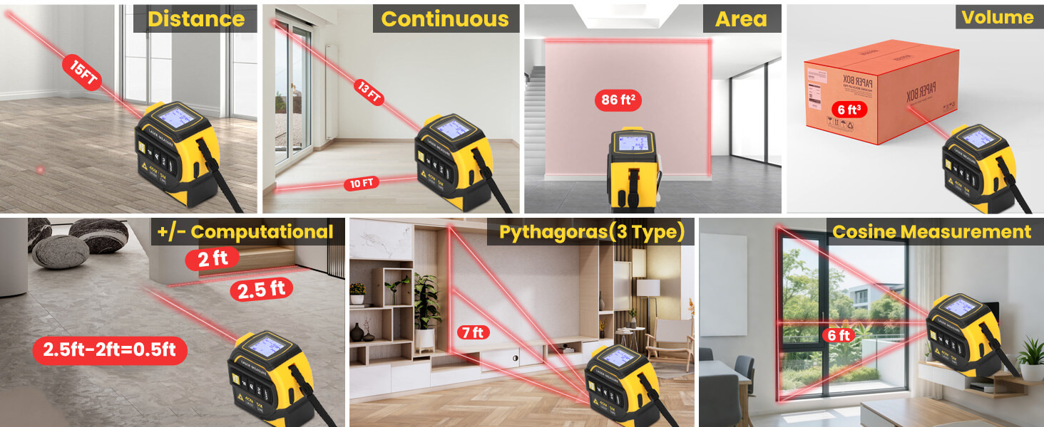 3 in 1 laser range finder tape measure