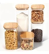 77L Glass Storage Containers with Lids [Multi-Size Set of 5], Airtight Glass Canisters for Kitche...