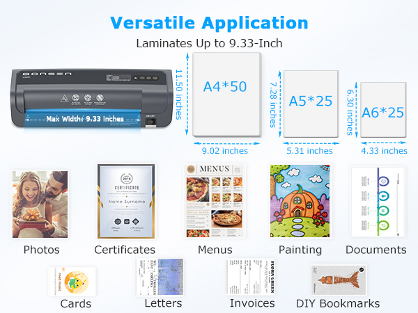 BONSEN Lamination Machine Laminates for Photos Cards Documents