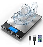 Food Scale -33lb Digital Kitchen Scale for Food Ounces Grams Rechargeable 304 Stainless Steel,Bat...