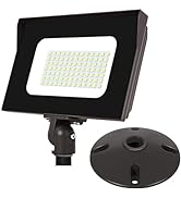 Tesoorda LED Flood Lights Outdoor, 60W 7200LM IP65 Waterproof Adjustable Knuckle Mount LED Securi...