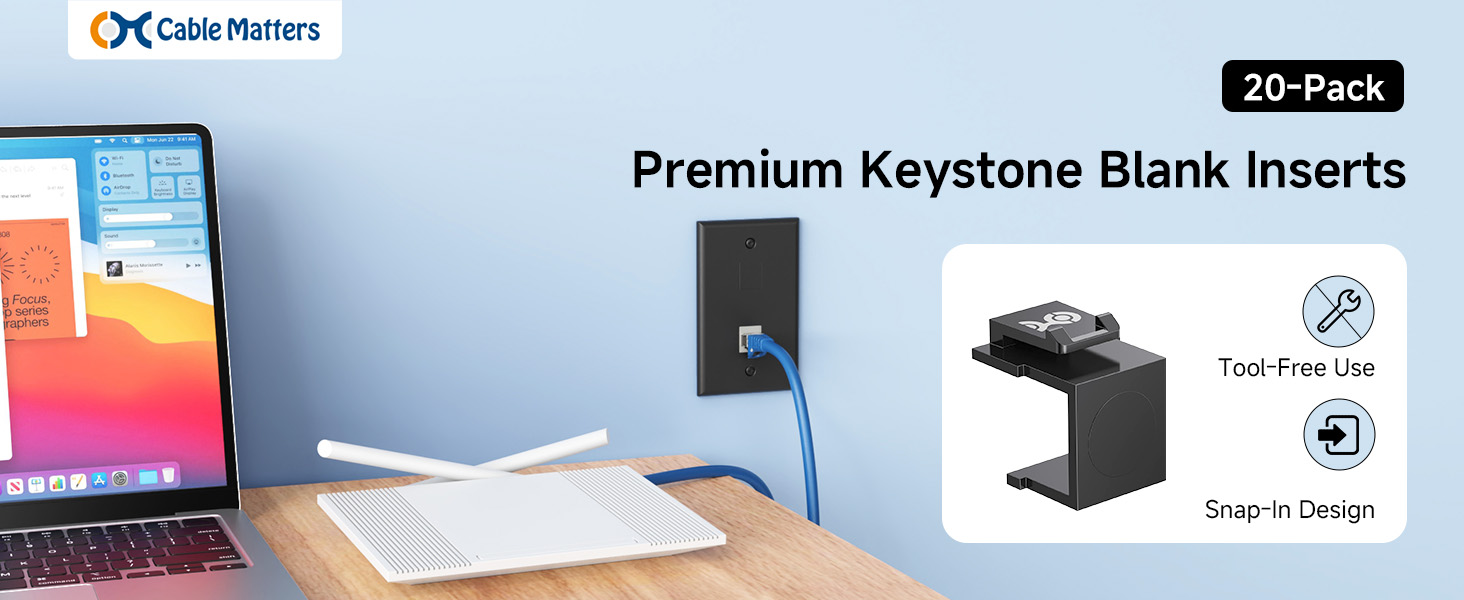 Cable Matters keystone blank insert for keystone wall plates and patch panels