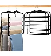 Pants Hangers Space Saving,5P Scarf Hangers for Closet Organizers and Storage,Non Slip Velvet Han...