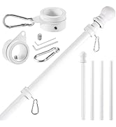 BONWIN White Flag Pole Kit for House, 5 FT Thickened Stainless Steel Outside Wall Mount Flagpole ...