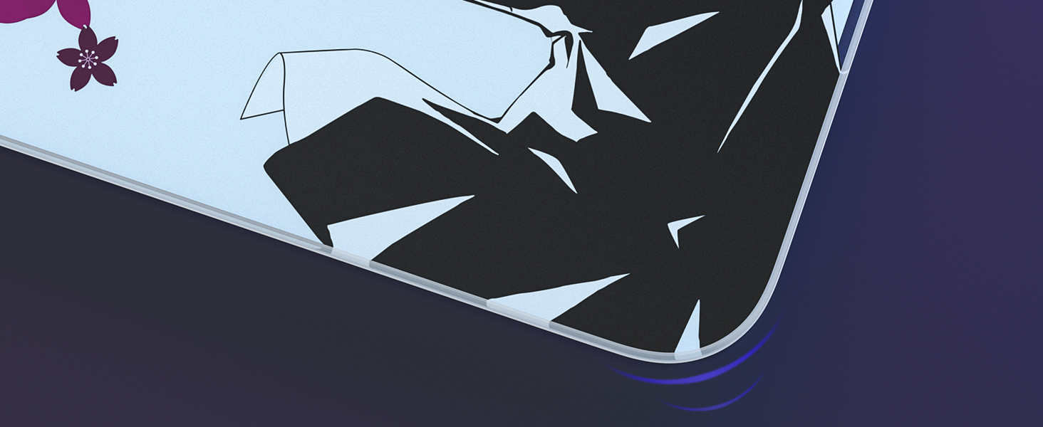 The rounded edges of the glass mouse pad provide a more comfortable feeling for the wrist and arm.