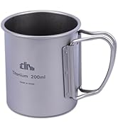 iClimb Titanium Cup Camping Coffee Mug Ultralight Compact with Foldable Handle (200ml)