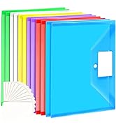 12 Pack Plastic Envelopes, LEOBRO A4 Size Plastic Folders with Pocket, Document File Folders with...