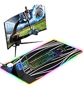 Mouse Pad with Foldable Phone Holder &amp; Wireless Charger, XXL RGB Gaming Mousepad 31.5"x15.8" Larg...