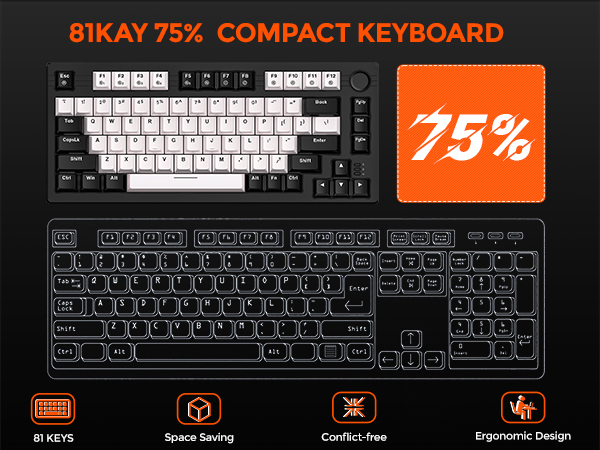75% wired gaming mechanical keyboard