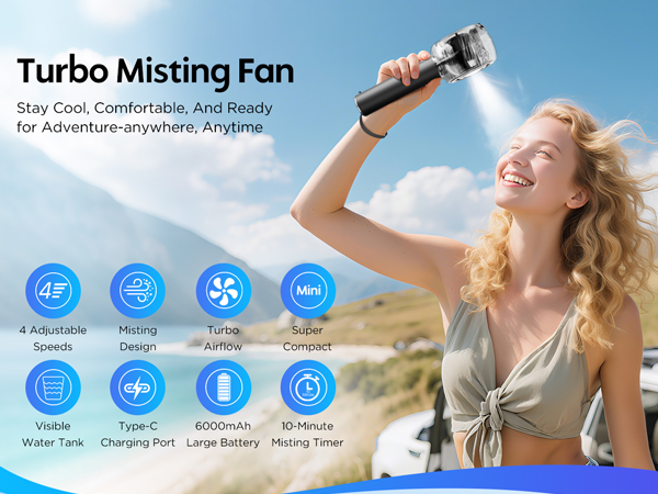 Turbo Misting Fan Stay Cool, Comfortable, and Ready forAdventure Anywhere, Anytime