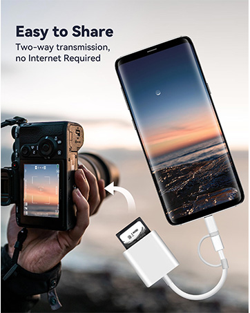 SD Card Reader for iPhone iPad Mac Macbook iMac, Lightning to SD Card adapter, USB-C adapter