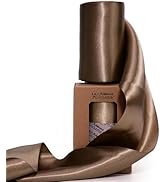 LaRibbons Brown Green Satin Ribbon 4 Inch 10 Yards Double Faced Luxury Mocha Silk Ribbon for Gift...