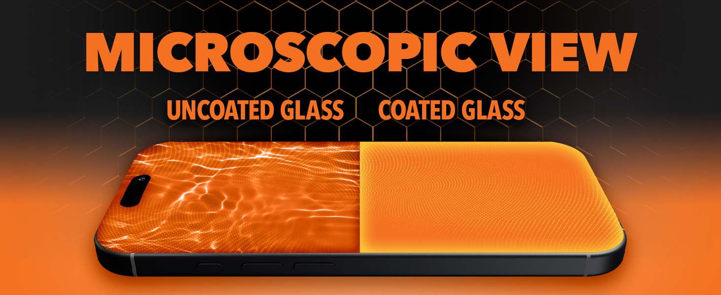 Microscopic View - uncoated glass vs 3Gator liquid glass screen protector.