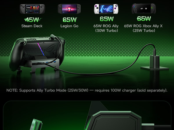 rog xbox ally x dock steam deck oled lcd docking station