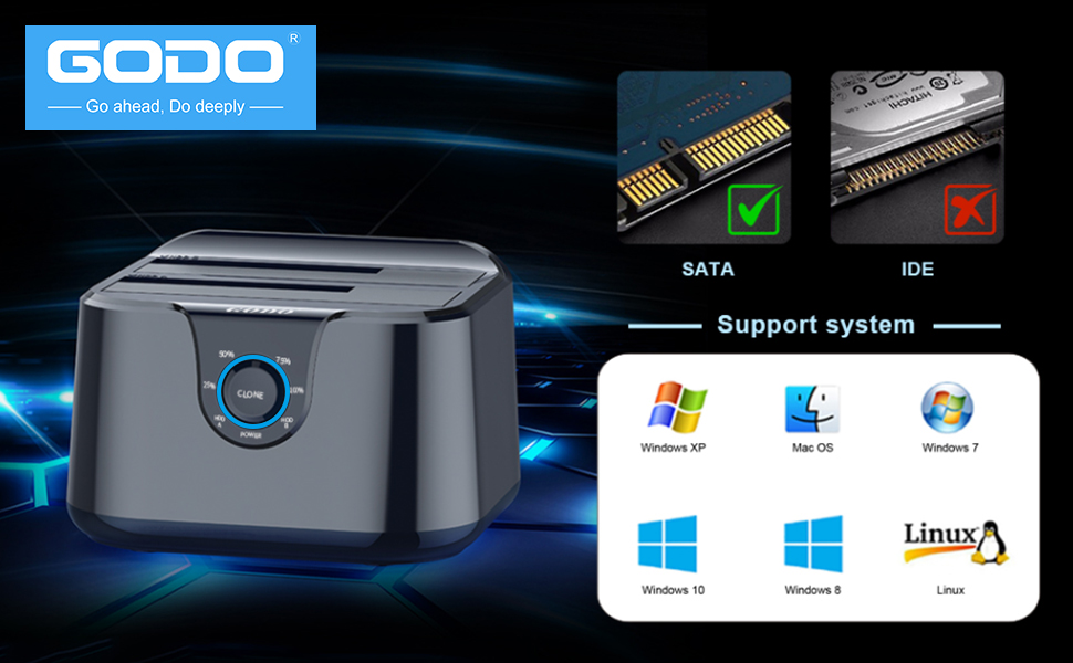 2.5 3.5 dual bay dock station for sata hdd ssd