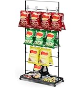 OYEAL Chip Rack Display Stand Countertop Retail Chip Bag Holder with 40 Clips, Freestanding Metal...