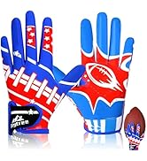 Football Gloves Youth Boys 8-12, Kids Football Receiver Gloves with Super Sticky &amp; Non-Slip Grip,...