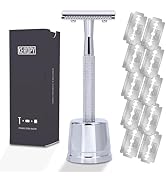 Keropy Men Safety Razor With Stand and 10 Premium Stainless Steel Reusable Safety Razor For Men a...