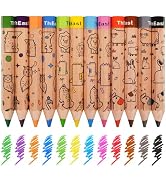 ThEast Toddlers Colored Pencils, Art Supplies for Children, 12 Color Pencils for Kids, Cute Anima...