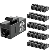 VCE CAT6 RJ45 Keystone Couplers (UL Listed), 25-Pack Ethernet Keystone Jack Female to Female UTP ...