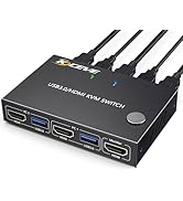 KCEVE KVM Switch 1 Monitor 2 Computers 4K@60Hz, HDMI KVM Switch for 2 Computer Share 1 Monitor an...
