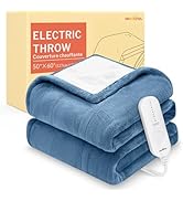 HOMLYNS LuxeHeat Heated Blanket Electric Blanket, Soft Flannel Sherpa Heated Throw, Heating Blank...