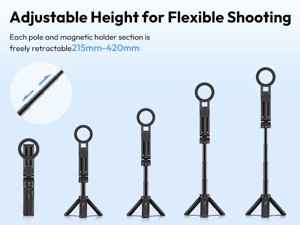ULANZI JJ03 Magnetic Tripod for Phone with Remote Control, 3-in-1 Selfie Stick Handle Grip