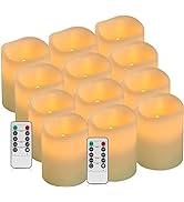 antizer Flameless Candles Battery Operated Candles Set of 12 Ivory Real Wax Pillars Flickering Ca...