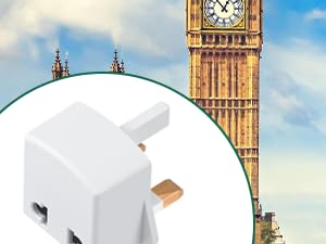 European Travel Plug Adapter, US to UK Europe Power Strip for EU/UK/US with USB C