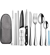 Logcow Travel Utensils with Case,Reusable Utensils,Portable Travel Camping Cutlery Set,Stainless ...