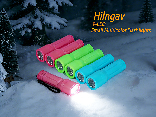 9-LED Small Multicolor Flashlights with Lanyard