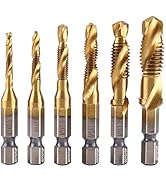 6Pcs M3 M4 M5 M6 M8 M10 Titanium Coated HSS Spiral Flute Metric Taps Set Metric Thread Tap Drill ...