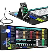 Mouse Pad with Foldable Phone Holder, Wireless Charging Desk Mat with Excel/Word/PowerPoint/Windo...