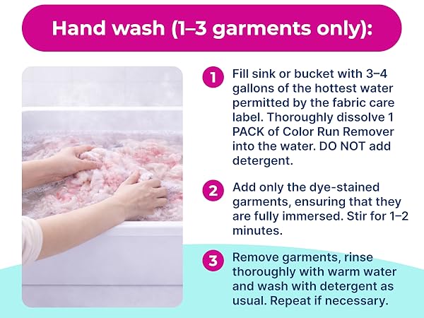 Carbona color run remover hand wash steps for treating dye stains on small laundry loads