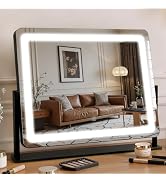 Bearolve Vanity Mirror with Lights 22"×17", Large LED Makeup Mirror with Light, Smart Touch with ...