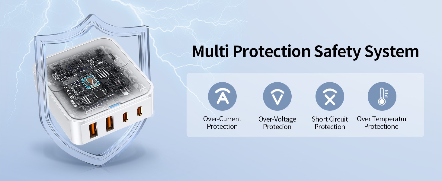 Multiport USB C Charger Block on the wall