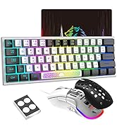 LexonElec K61 60% Gaming Keyboard and Mouse,Wired Mini RGB Backlit LED Keyboard Mechanical Feel,H...