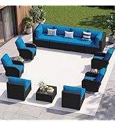 Aoxun 13 Piece Outdoor Patio Furniture Set with Coffee Table, Wicker Rattan Outdoor Furniture wit...