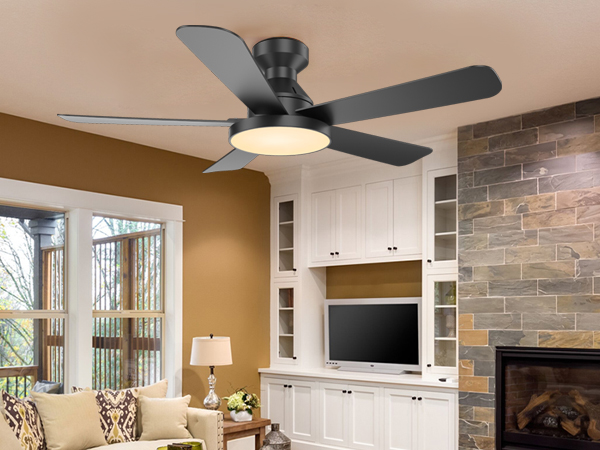 living room ceiling fan flush mount, low ceilings,