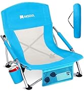 AKSOUL Folding Beach Chair for Adults: Low/High Back Chairs with Carry Bag - Extra Wide Seat Chai...