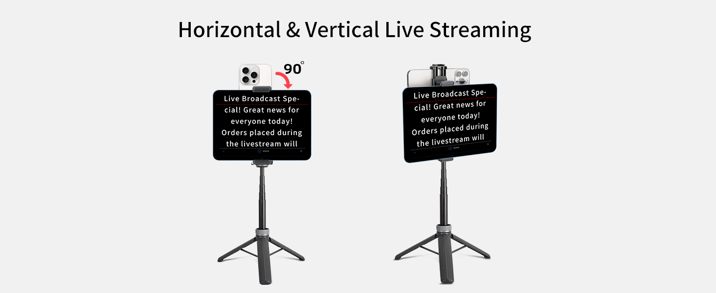 Horizontal and horizontal live streaming