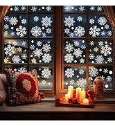 12sheets 480PCS Christmas Snowflake Window Clings Decorations,Xmas Cute Winter Decals Stickers fo...