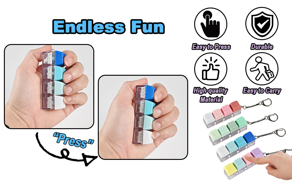 4-in-1 Keyboard Keychain Silent Fidget Toys