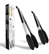 LAOCHOES Kitchen Cooking Tongs - Silicone Cooking Tongs, Great for Grilling, Salads and Serving, ...