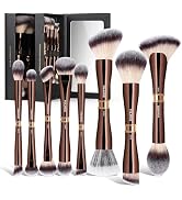 MAANGE Makeup Brush Set with Mirror Double-ended Kabuki Makeup Brushes For Foundation Contour Liq...