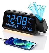 Projection Alarm Clock for Bedroom with Weekday/Weekend Mode,Digital Clock with 350° Rotatable Pr...