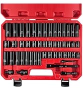 EACELIY 49PCS 3/8” Impact Socket Set,Drive Deep and shallow Impact Socket Set,SAE&amp;Metric(5/16"-3/...